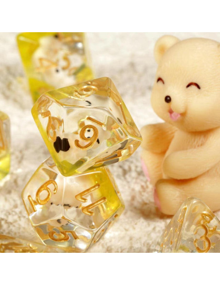 Juego de Dados DND Oso de Miel 7PCS con Bolsa de Terciopelo Juego de Dados DND Oso de Miel 7PCS con Bolsa de Terciopelo