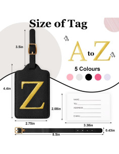 Etiquetas de Equipaje Personalizadas XSUIOY - Cuero Negro con Inicial Z 2