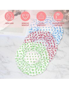 Gorras de Ducha Reutilizables 3PCS Fouews Azul Impermeables 2