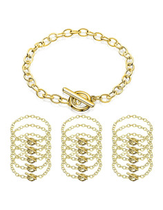 20 Pulseras de Cadena de Acero Inoxidable Junkin 18 cm Dorado