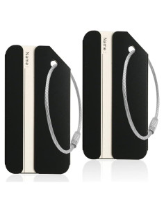 2 Pack Etiquetas de Equipaje Aluminio Negro Ovener 8.1x4.1cm