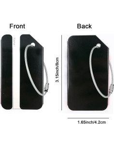 2 Pack Etiquetas de Equipaje Aluminio Negro Ovener 8.1x4.1cm 2