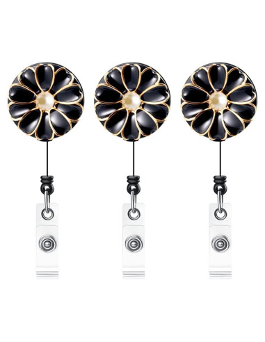 Porta Credencial Retráctil Qinsuee - Paquete de 3 Negros