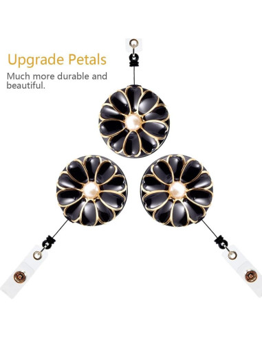 Porta Credencial Retráctil Qinsuee - Paquete de 3 Negros