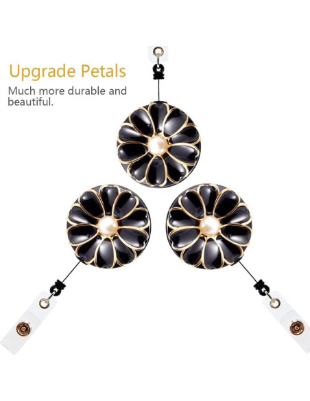 Porta Credencial Retráctil Qinsuee - Paquete de 3 Negros