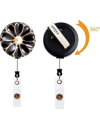 Porta Credencial Retráctil Qinsuee - Paquete de 3 Negros