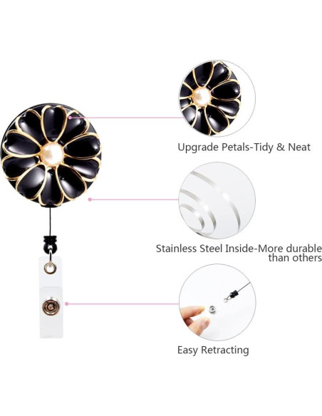 Porta Credencial Retráctil Qinsuee - Paquete de 3 Negros