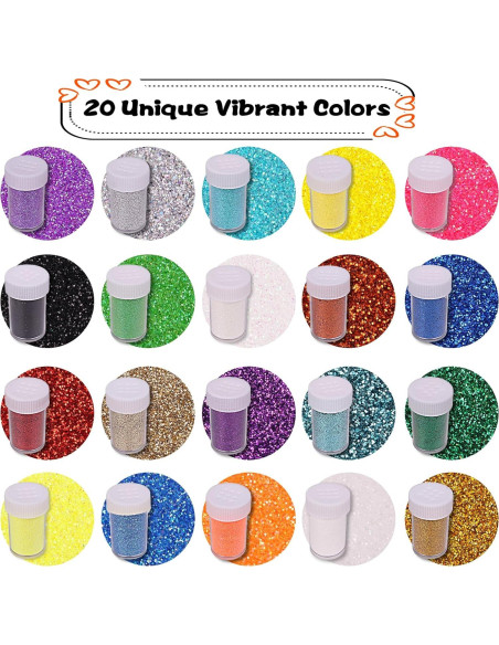 Juego de Brillantina Fina Holográfica Linwulte 20 Colores 300g