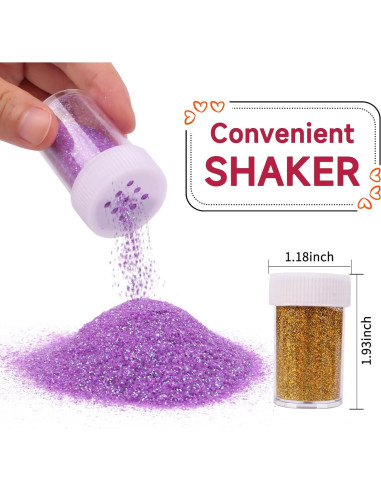 Juego de Brillantina Fina Holográfica Linwulte 20 Colores 300g