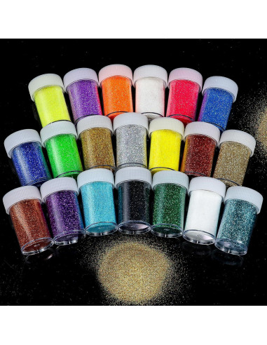 Juego de Brillantina Fina Holográfica Linwulte 20 Colores 300g