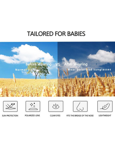 Gafas de sol polarizadas para bebés con correa ajustable - Rosa