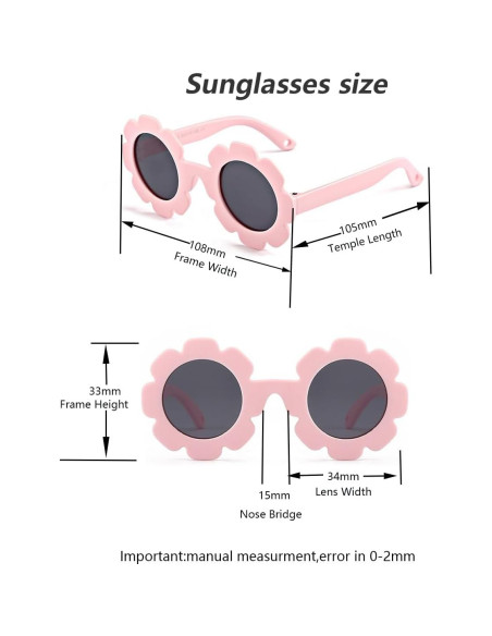 Gafas de sol polarizadas para bebés con correa ajustable - Rosa