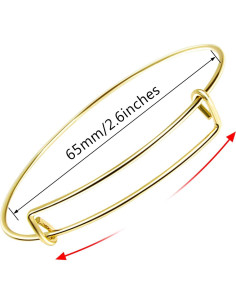 60 Pulseras Expandibles de Alambre de Acero UPINS Oro Ajustables 2