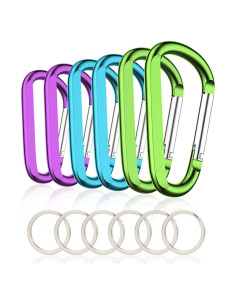 6 Clips de Carabiner de Aluminio CampTek 79mm D-Forma