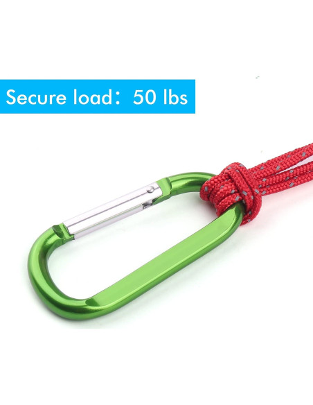 6 Clips de Carabiner de Aluminio CampTek 79mm D-Forma