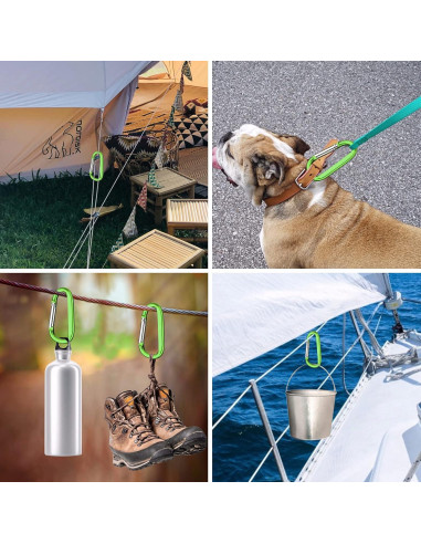 6 Clips de Carabiner de Aluminio CampTek 79mm D-Forma