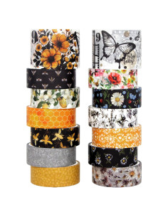 Juego de Washi Tape Vintage Abeja 14 Rollos KOVANO 3cm y 1.5cm