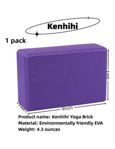 Bloque de Yoga Kenhihi EVA Antideslizante 23x15x8 cm Púrpura 2