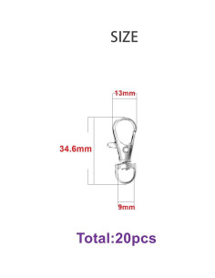 Ganchos de Snap Giratorios ZoloAJay 20pcs Metal Plata 34.5mm 2