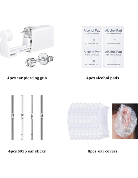 Kit de Perforación de Orejas DJCIW 21 Piezas Plata 3mm Kit de Perforación de Orejas DJCIW 21 Piezas Plata 3mm