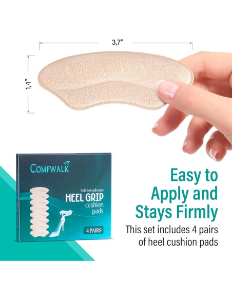 Almohadillas de Talón Comfwalk Beige 4 Pares Autoadhesivas