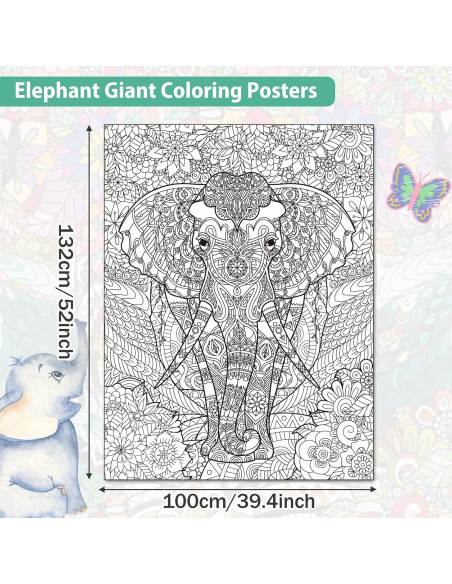 Póster de Colorear Elefante Jumbo ZOIIWA 132x100 cm
