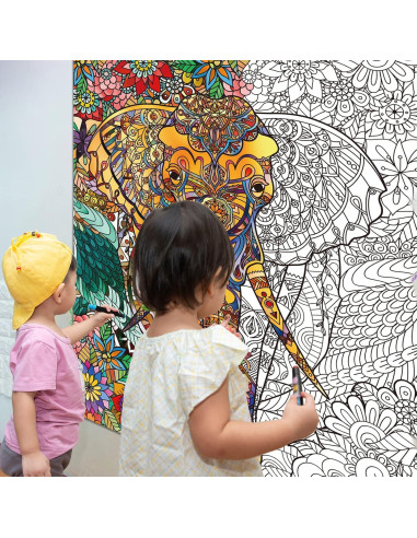 Póster de Colorear Elefante Jumbo ZOIIWA 132x100 cm