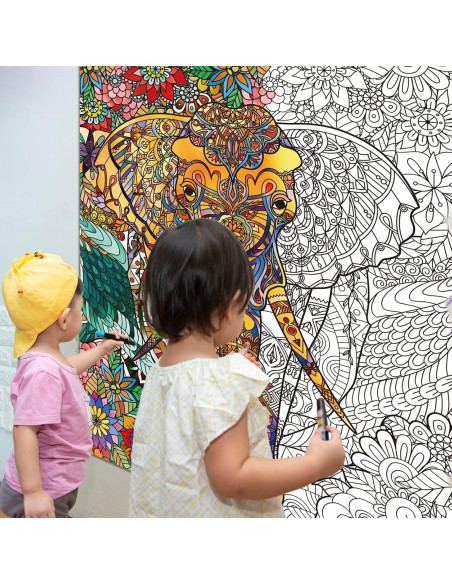 Póster de Colorear Elefante Jumbo ZOIIWA 132x100 cm