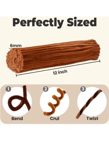 Juego de Limpiapipas Toffee Marrón 300pcs - Chenille Gruesos 30.48cm