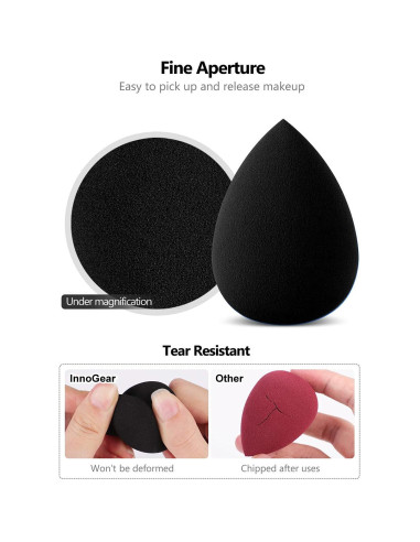 Esponjas de Maquillaje InnoGear 10 Pcs, Negro, Multiusos