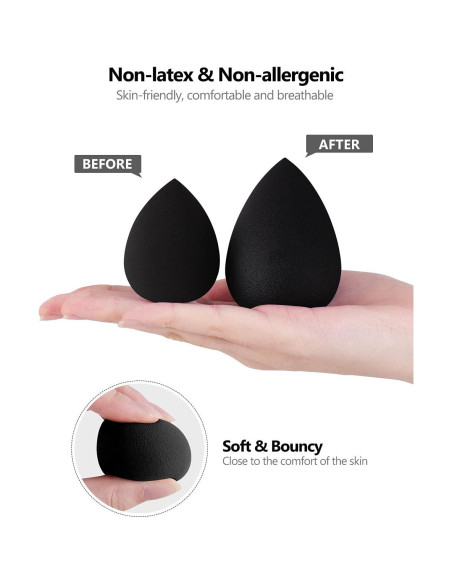 Esponjas de Maquillaje InnoGear 10 Pcs, Negro, Multiusos