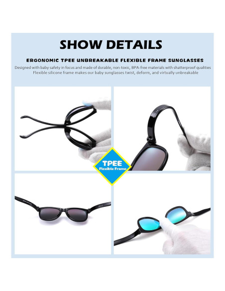 Gafas de sol polarizadas para bebés NU8041 con correa ajustable Gafas de sol polarizadas para bebés NU8041 con correa ajustable