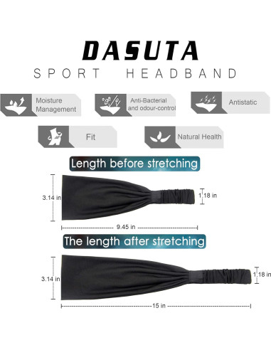 Cintas para el cabello DASUTA - Paquete de 5, color negro, unisex