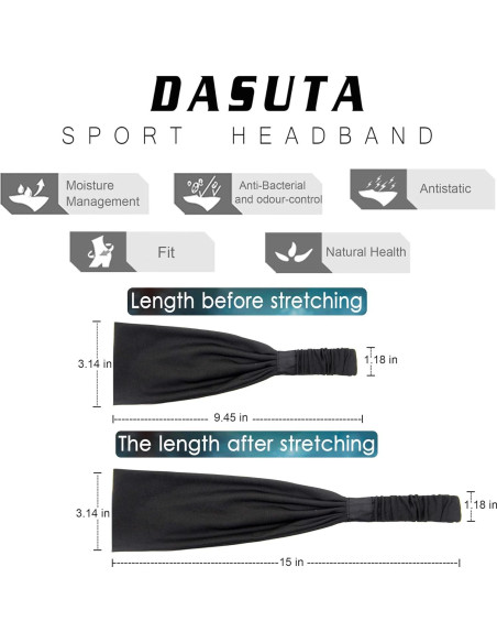 Cintas para el cabello DASUTA - Paquete de 5, color negro, unisex