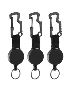 DELSWIN Llaveros Retráctiles con Clip - Paquete de 3, Negro