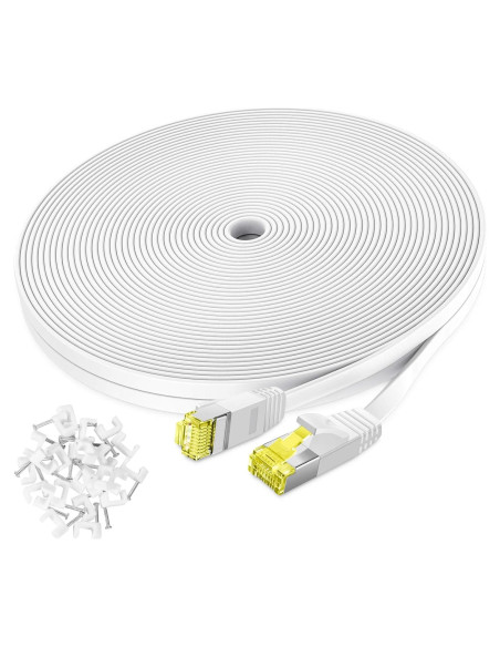 Cable Ethernet Cat 6 Aoforz 7.62 m Blanco Plano Alta Velocidad