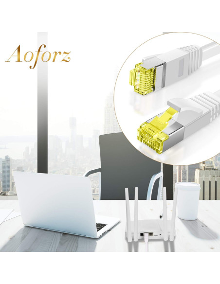 Cable Ethernet Cat 6 Aoforz 7.62 m Blanco Plano Alta Velocidad