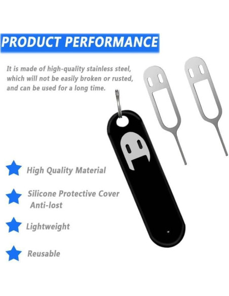 Paquete de 6 Extractores de Tarjeta SIM IOUALEY Negro