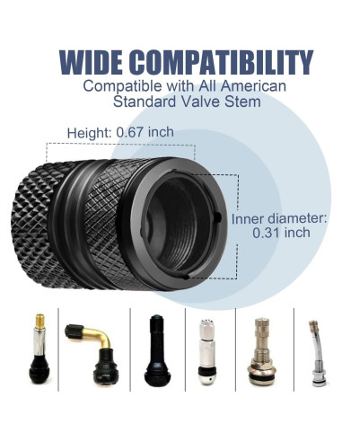 Tapas de Válvula de Neumático BAURATTI - Paquete de 8 Negro