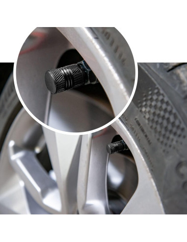 Tapas de Válvula de Neumático BAURATTI - Paquete de 8 Negro