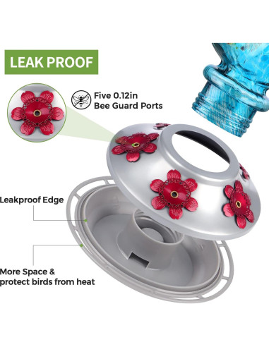 Alimentador de Colibrí BOLITE de Vidrio 620 ml Azul Colgante