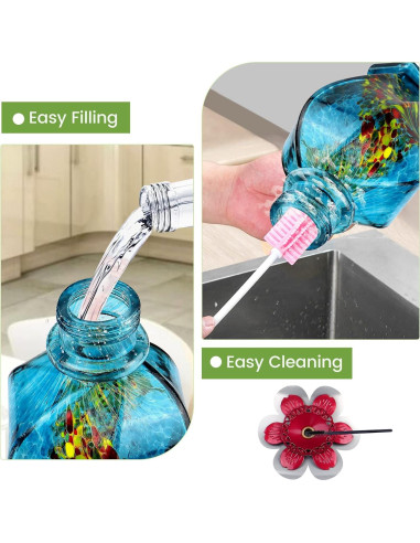 Alimentador de Colibrí BOLITE de Vidrio 620 ml Azul Colgante