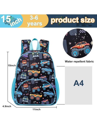 Mochila Escolar para Niños 15" Loidou Camión Azul 13L