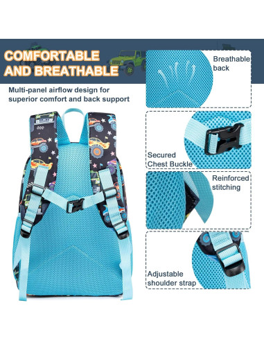 Mochila Escolar para Niños 15" Loidou Camión Azul 13L