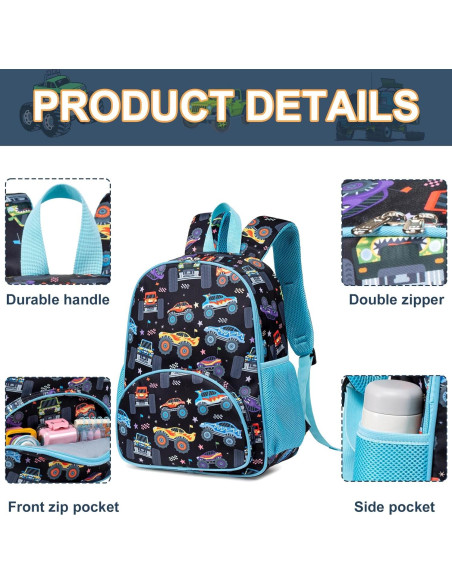 Mochila Escolar para Niños 15" Loidou Camión Azul 13L