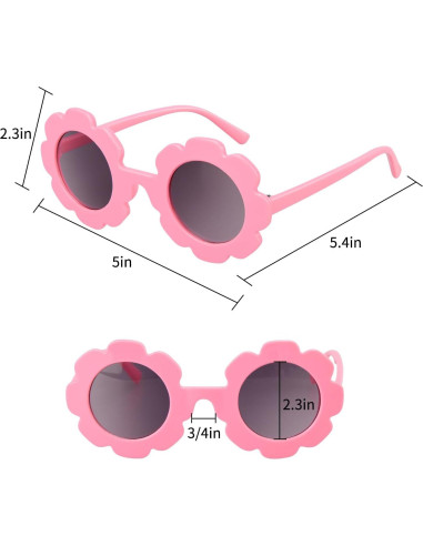 Gafas de Sol Redondas para Niñas - 2 Piezas con Flores