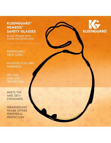 Gafas de Seguridad KleenGuard V30 Nemesis, Lentes Claros, 12 Pares