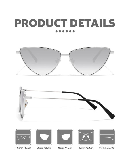 Gafas de sol Cat Eye SODQW para mujeres con protección UV