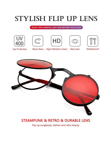 Gafas de Sol Redondas Plegables AIEYEZO Steampunk Retro
