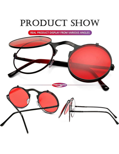 Gafas de Sol Redondas Plegables AIEYEZO Steampunk Retro